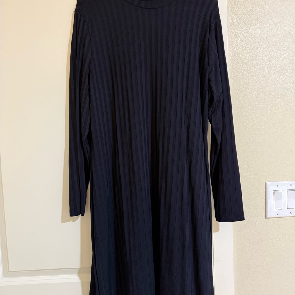 H&M Black Ribbed Long Sleeve Sheath Dress
